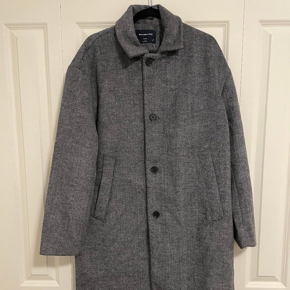 NWT Abercrombie Men's Relaxed Wool-Blend Mac Coat - Picture 2 of 7